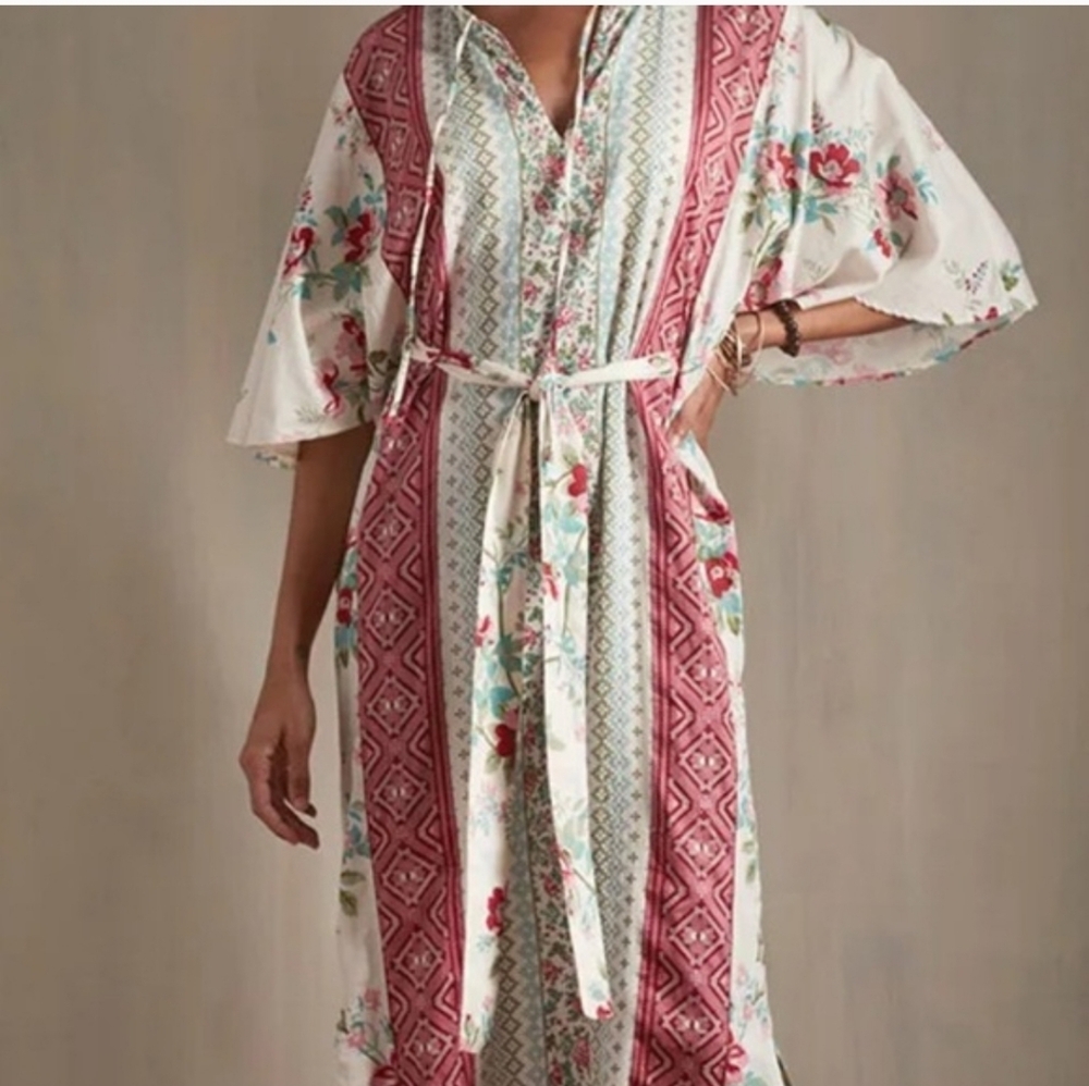 The Company Store Villa D’ Ascoli Rose Stripe Kaftan S/M - Picture 2 of 8